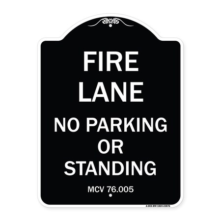 Signmission Michigan Fire Lane No Parking or Standing Heavy-Gauge Aluminum Sign, 24" x 18", BW-1824-23876 A-DES-BW-1824-23876